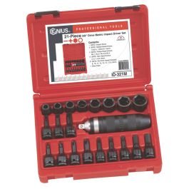 Genius Tools 21pc Metric Impact Driver Set 3/8