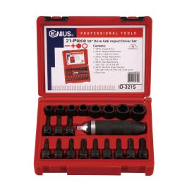 Genius Tools 21pc SAE Impact Driver Set 3/8