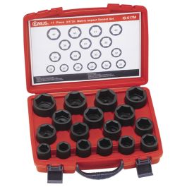 Genius Tools 17pc Metric Impact Socket Set 3/4