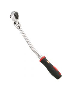 Genius Tools 3/8"Dr. 72-tooth bent handle reversible flex-head ratchet w/ comfort grip handle - 383383S