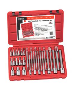 Genius Tools 28 Piece 1/4" & 3/8" Dr. SAE Hex Bit Socket Set - BS-2328HL