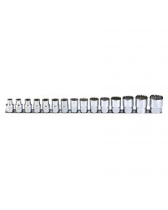 Genius Tools 15 Piece 1/2" Dr. Metric Hand Socket Set (12-Point) - TW-415M