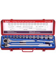 Genius Tools 18 Piece 1/2" Dr. SAE Hand Socket Set (12-Point) - TW-418S