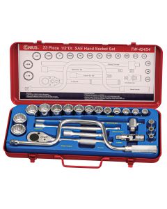 Genius Tools 23 Piece 1/2" Dr. SAE Hand Socket Set (12-Point) - TW-424S4