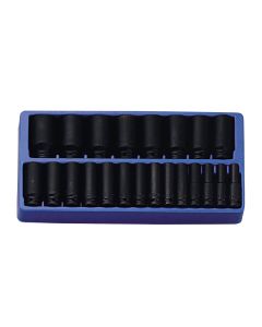 Genius Tools 22 Piece 1/2" Dr. SAE Deep Impact Socket Set (CR-Mo) - DI-422S