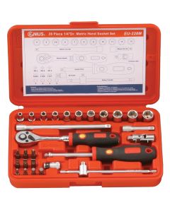 Genius Tools 28 Piece 1/4" Dr. Metric Hand Socket Set - EU-228M