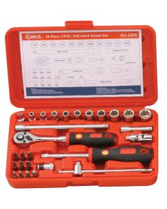 Genius Tools 28 Piece 1/4" Dr. SAE Hand Socket Set - EU-228S