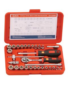 Genius Tools 30 Piece 1/4" Dr. Metric & SAE Hand Socket Set - EU-230MS