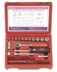 Genius Tools 40 Piece 1/4" Dr. Metric Hand Socket Set - EU-240M
