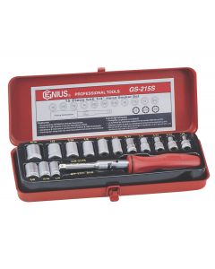 Genius Tools 15 Piece 1/4" Dr. SAE Hand Socket Set - GS-215S