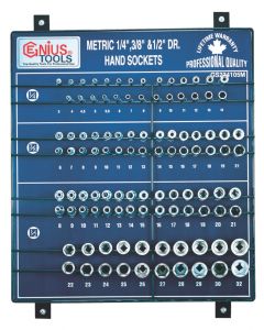 Genius Tools 105 Piece Metric Hand Sockets Display Board GS-229M