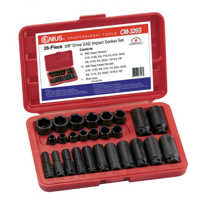 32-Piece VCT 1/2-Inch Drive Shallow Impact Socket Set with Extension Bars 