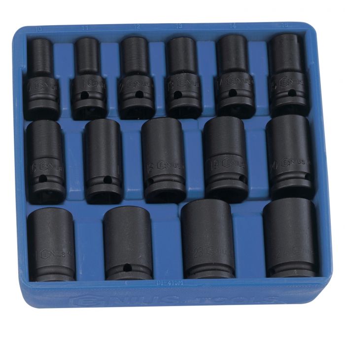 Deep Impact Socket,6 Point 15-Piece 1/2-Inch Drive Master Deep Impact Socket Set with Storage Case 
