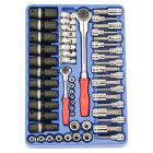 Genius Tools 57pc Swivel & Bit Socket Set, 1/4" & 1/2" Dr, MS-057M